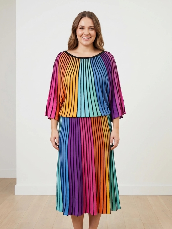 New York & Company Dresses & Skirts - NEW YORK & COMPANY RAINBOW SWEATER & SKIRT SET SZ XL